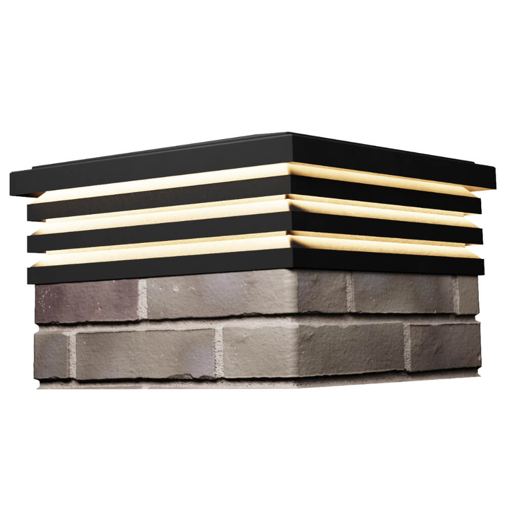 Колпак Zking Бона ХайТек Черный на столб 1.5х1.5 кирпича (385х385мм) с подсветкой